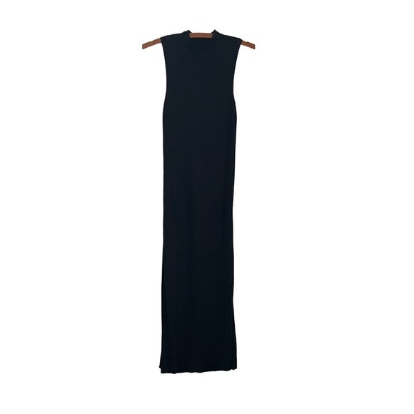 Osklen Womens Black Sleeveless Side Slit Ribbed Midi Dress Size Small - Picture 1 of 6